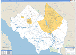 Vineland-Bridgeton Metro Area Wall Map Basic Style 2026